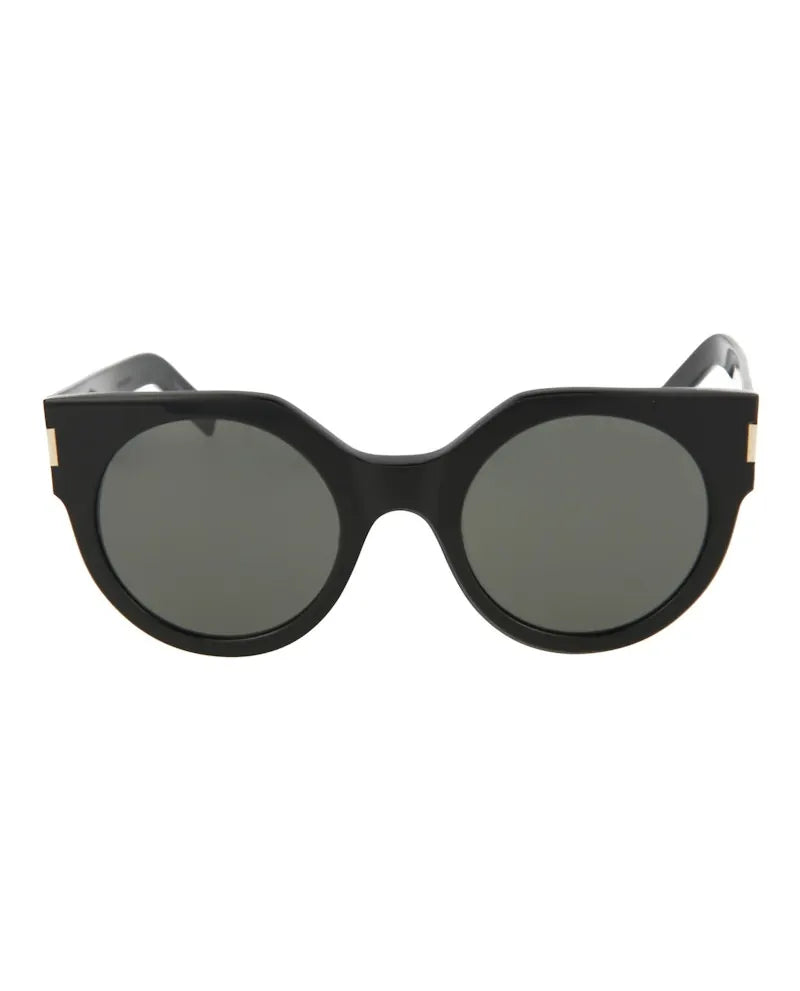 Saint Laurent Round-Frame Acetate Sunglasses Shiny Black (SL185SLIM-30001892-001)
