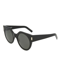 Saint Laurent Round-Frame Acetate Sunglasses Shiny Black (SL185SLIM-30001892-001)