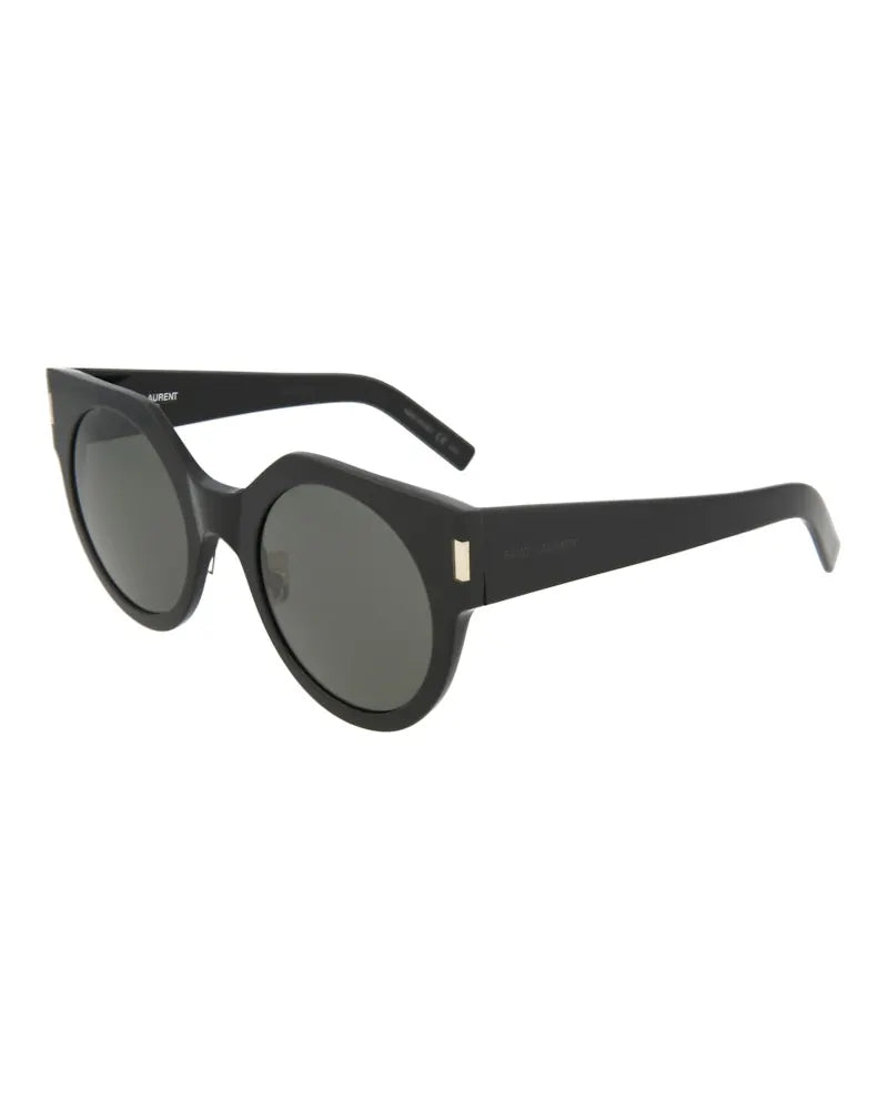 Saint Laurent Round-Frame Acetate Sunglasses Shiny Black (SL185SLIM-30001892-001)