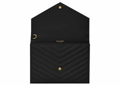 Saint Laurent Cassandre Matelasse Flap Pouch In Quilted Embossed Leather Black