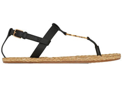 Saint Laurent Cassandra Sandals Black Leather