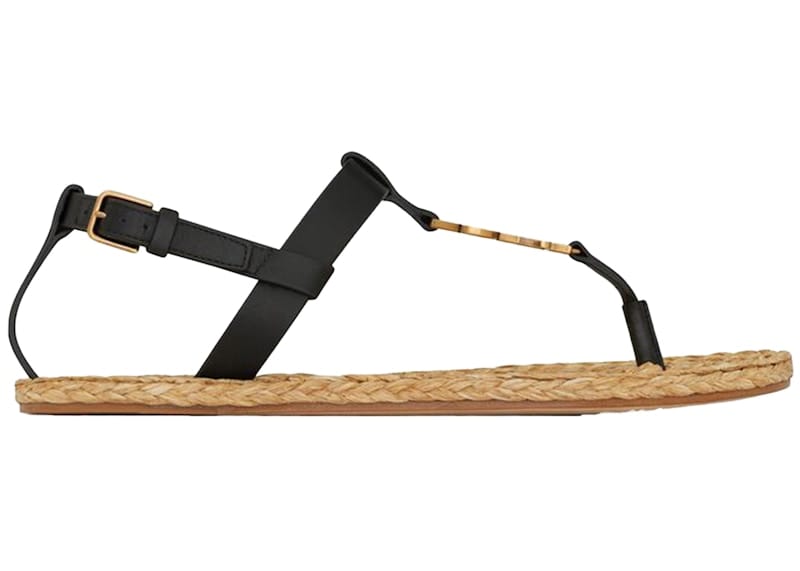 Saint Laurent Cassandra Sandals Black Leather