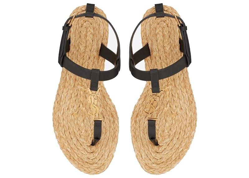 Saint Laurent Cassandra Sandals Black Leather