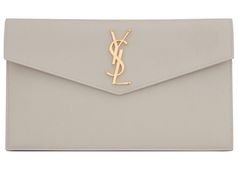 Saint Laurent Uptown Pouch Grain de Poudre Embossed Blanc Vintage