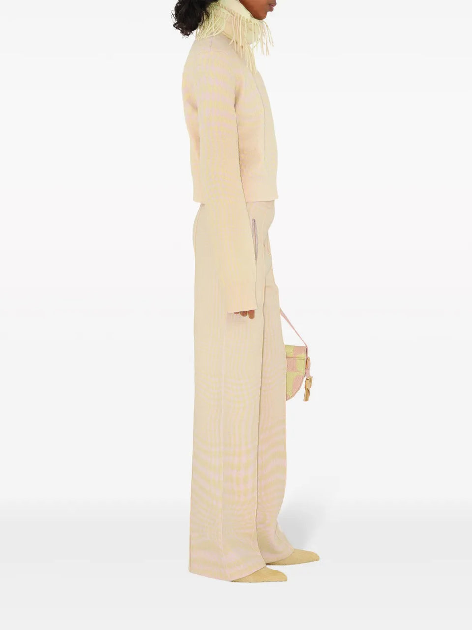 houndstooth-jacquard wool-blend trousers