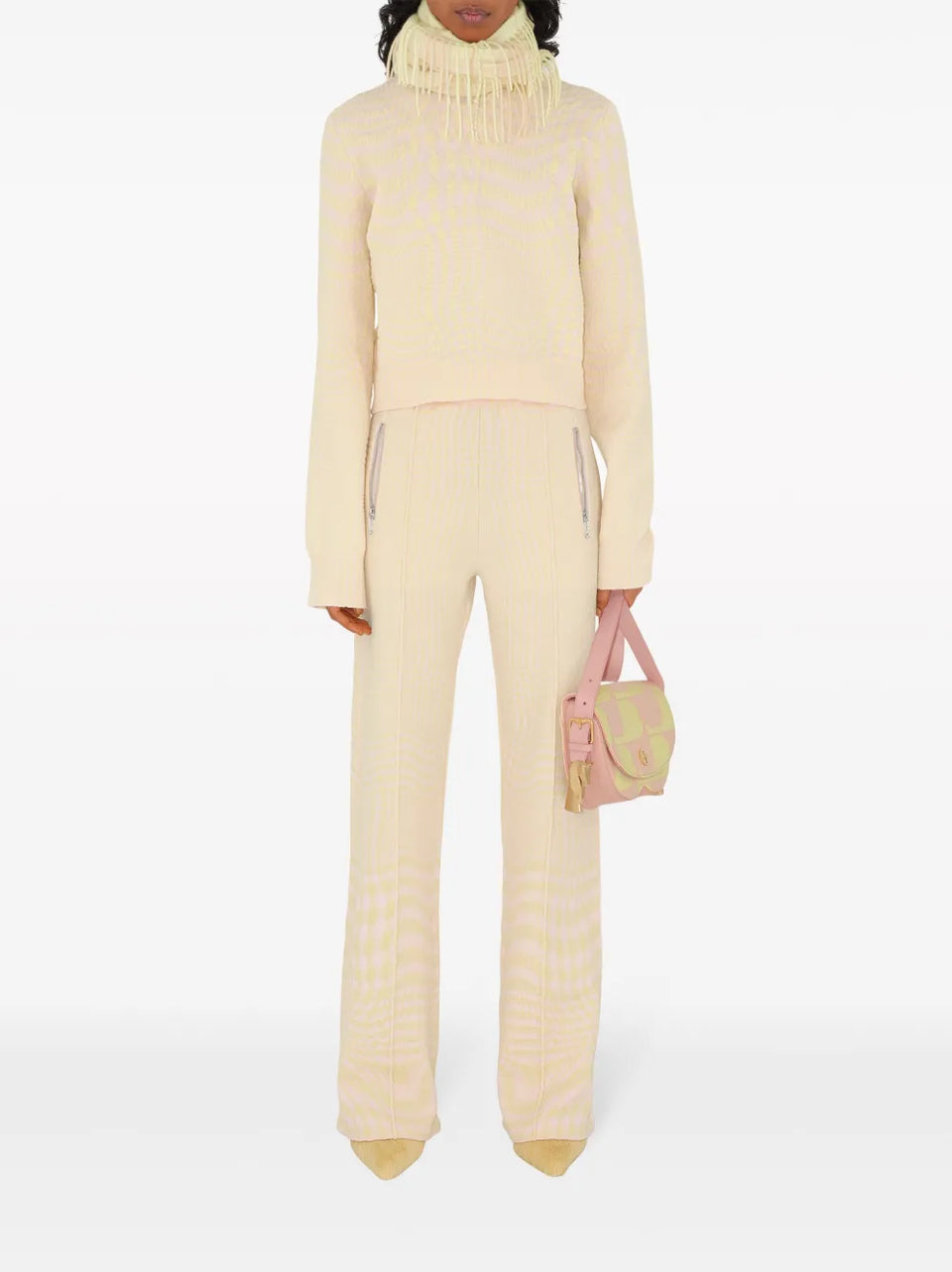 houndstooth-jacquard wool-blend trousers