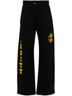 flocked-logo cotton track pants