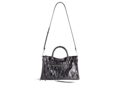 Balenciaga Le City Small Bag In Steel Grey Metallized Arena Lambskin Shiny Silver Hardware Steel Grey (7977892Aa9R1314)