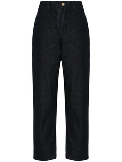 logo-patch tapered-leg jeans