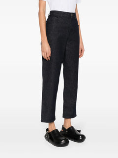 logo-patch tapered-leg jeans
