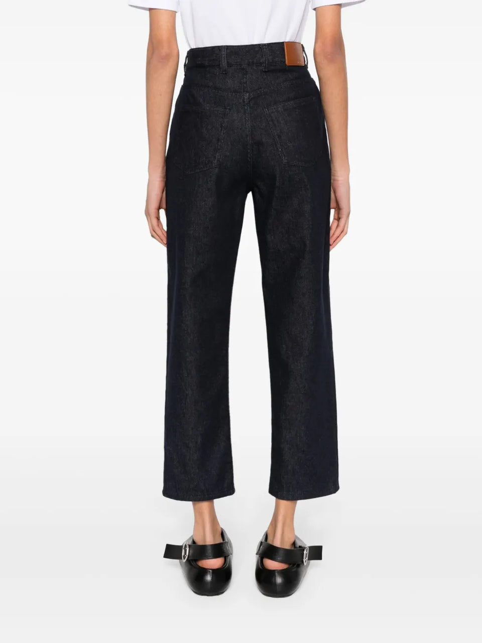logo-patch tapered-leg jeans