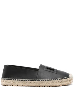 logo-embossed leather espadrilles