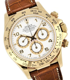 Rolex | Daytona | 16518 | Yellow gold | 40 mm | Leather | White | Automatic