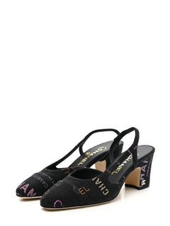 slingback denim pumps