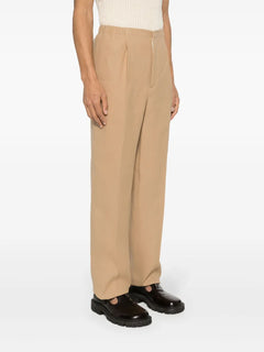 canvas straight-leg trousers
