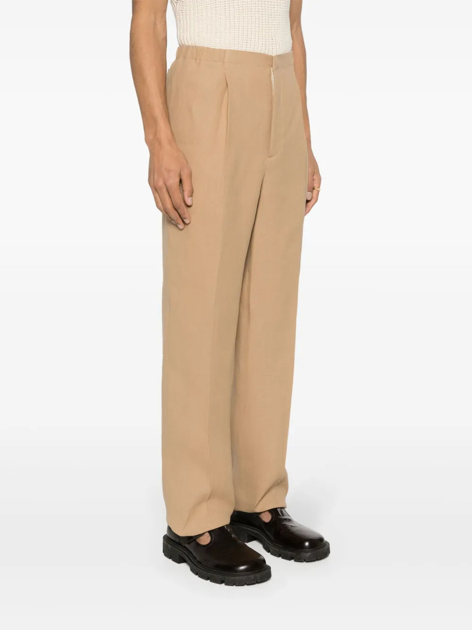 canvas straight-leg trousers