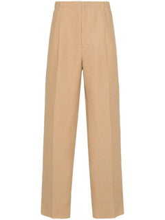canvas straight-leg trousers