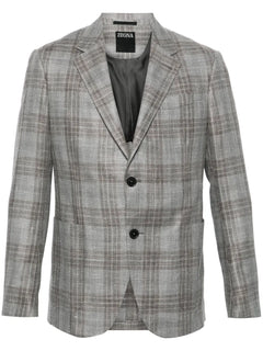 checked single-breasted blazer