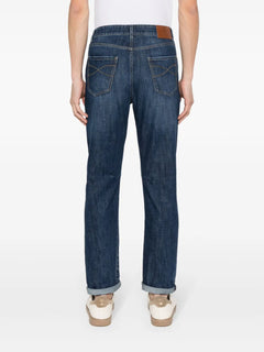 Solomei-embroidered tapered jeans