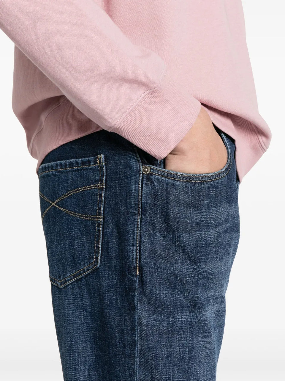 Solomei-embroidered tapered jeans
