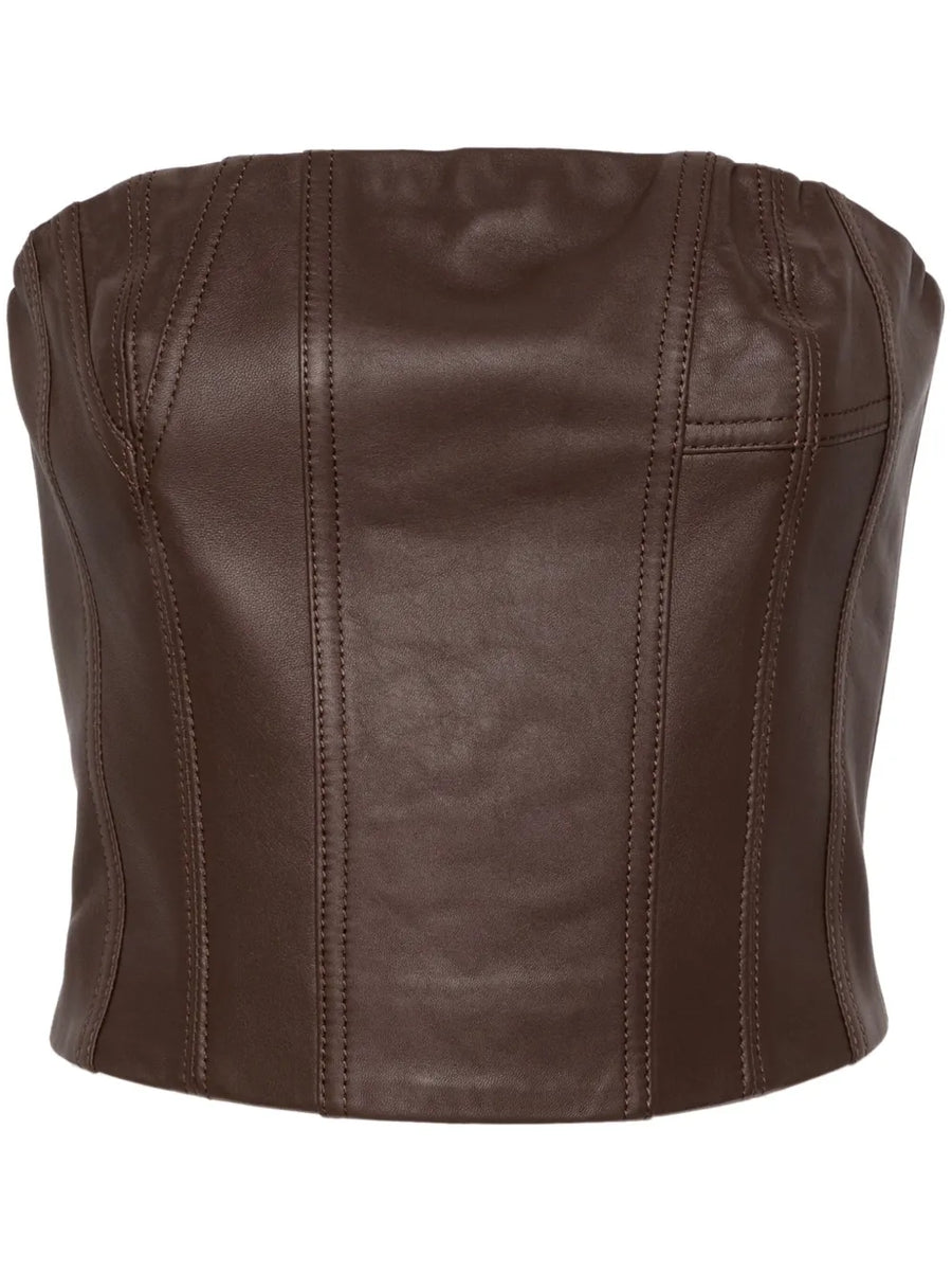 bustier-style leather top