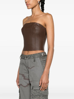 bustier-style leather top