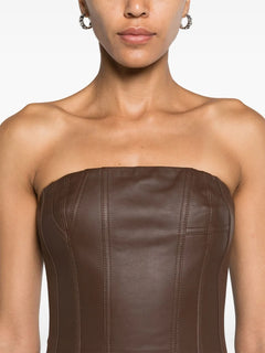 bustier-style leather top
