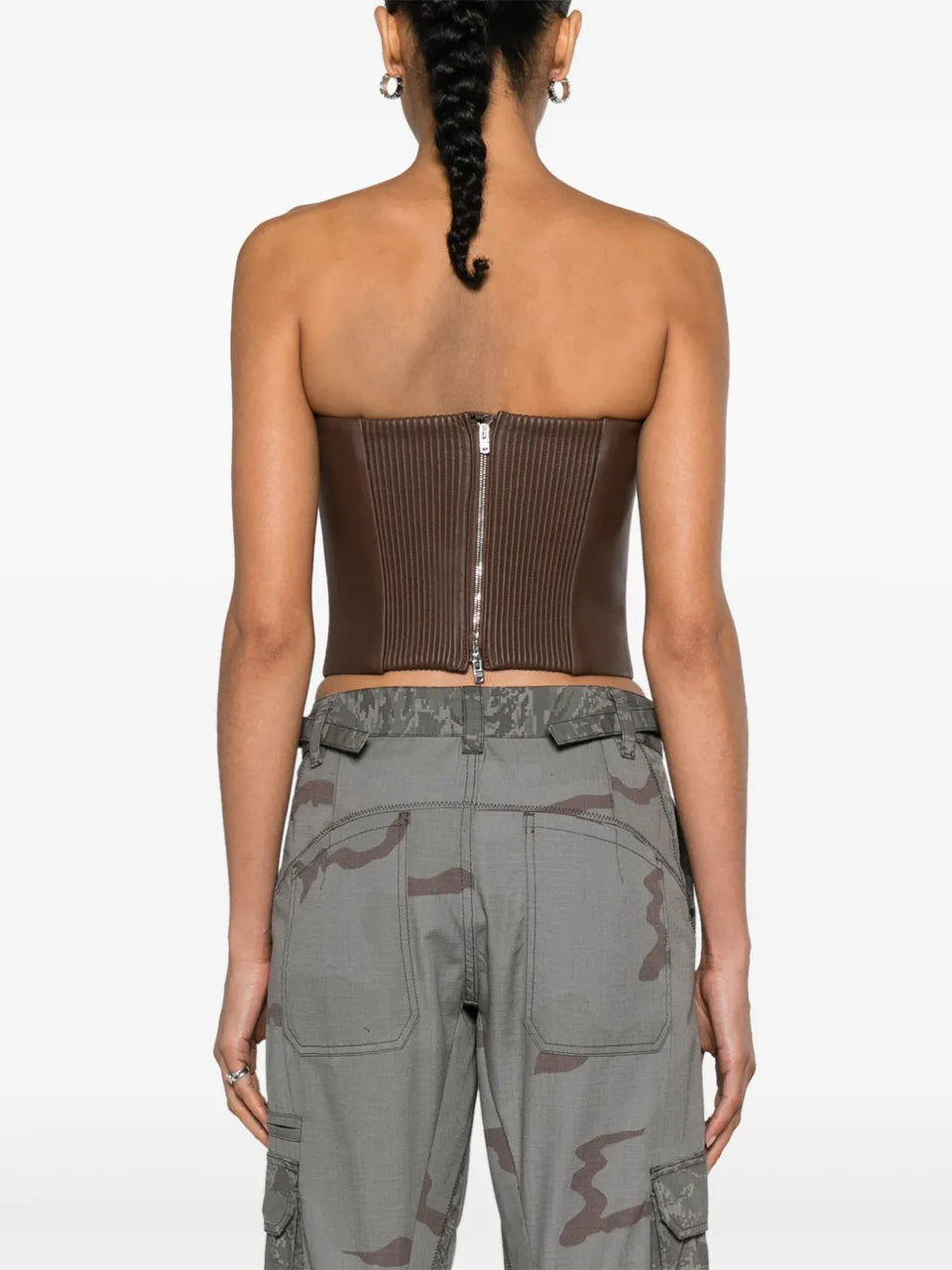 bustier-style leather top