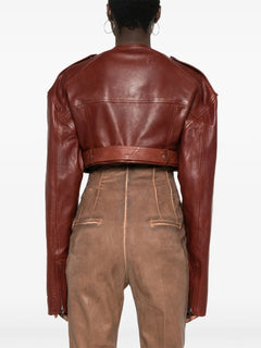 Micro Biker cropped leather jacket