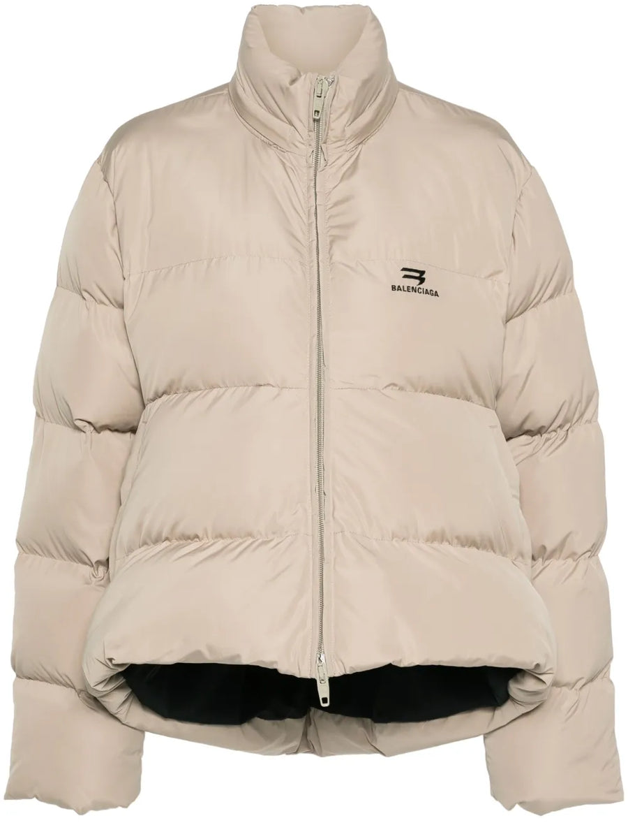 logo-embroidered puffer jacket