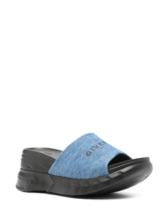 Marshmallow denim platform sandals