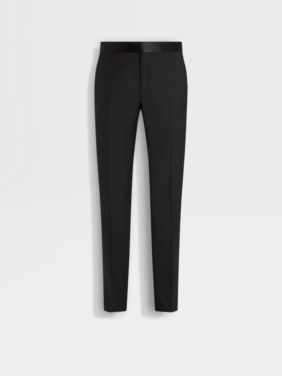 Zegna Black Wool And Mohair Pants