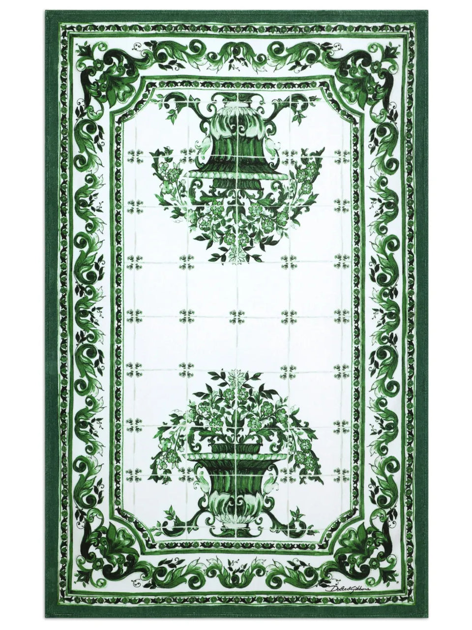 Majolica-print cotton beach towel