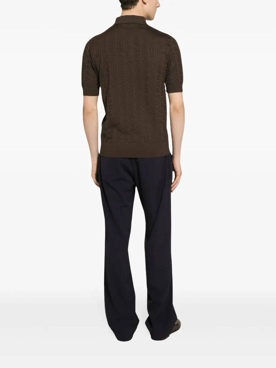 monogram-jacquard silk polo shirt