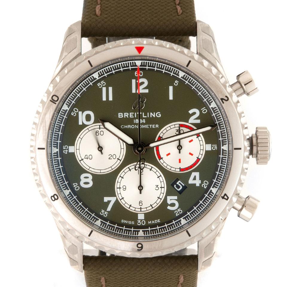 Breitling Aviator 8 B01 Chrono 43mm Steel on Strap Green B+P 2022 NEW