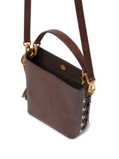 logo-charm faux-leather bucket bag
