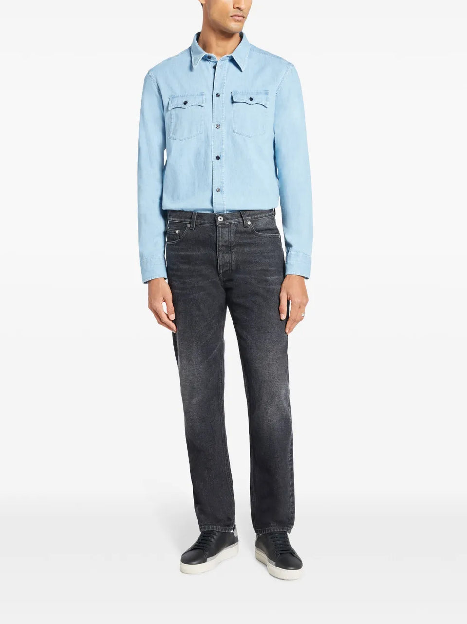 denim long-sleeve shirt
