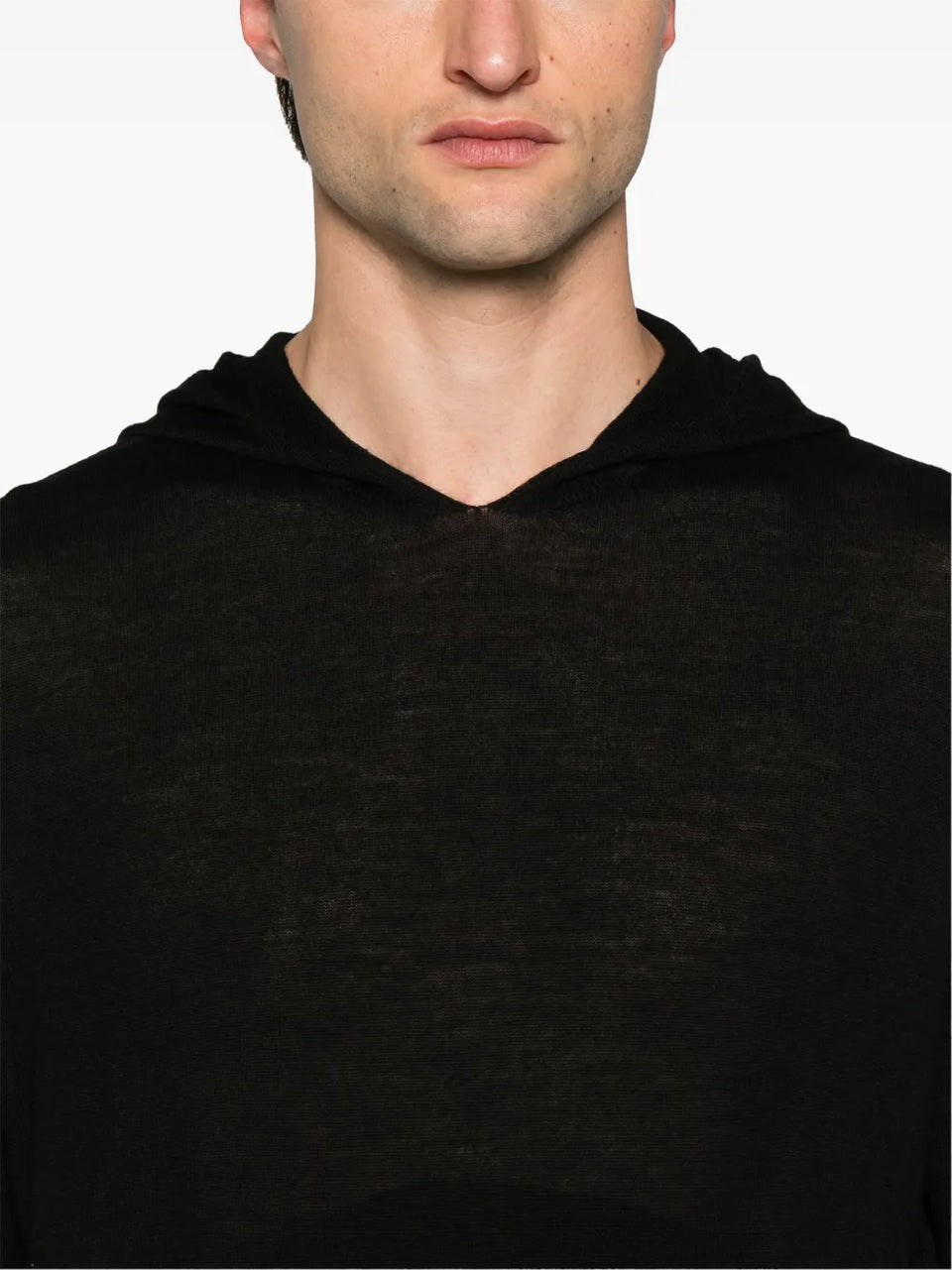 fine-knit hooded jumper