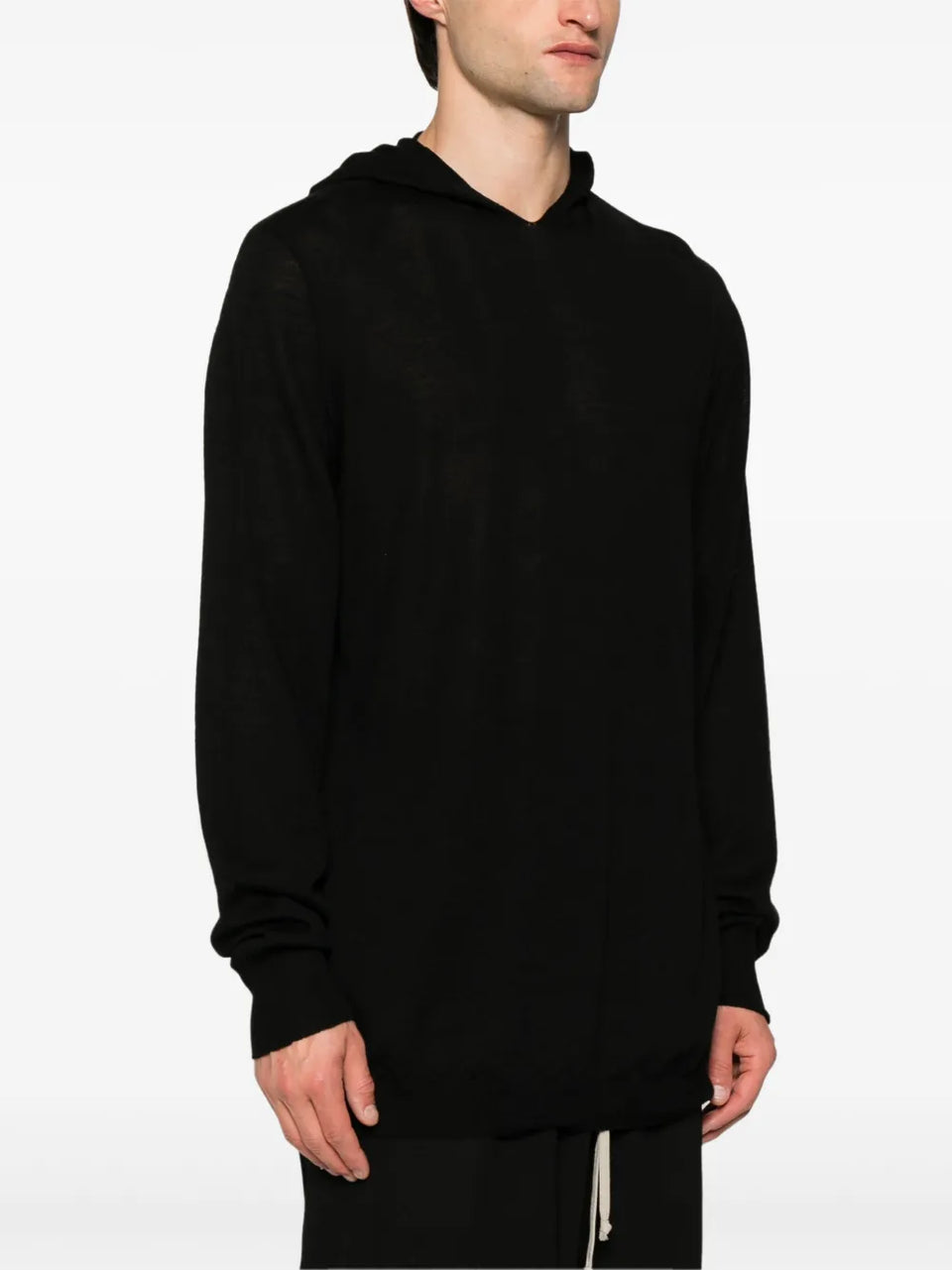 fine-knit hooded jumper