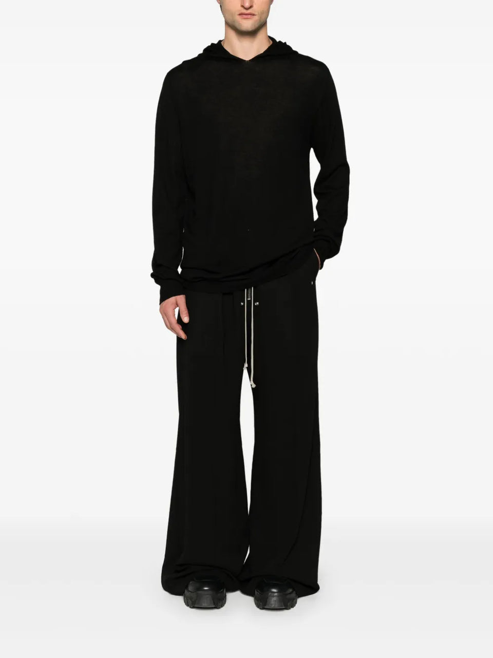 fine-knit hooded jumper