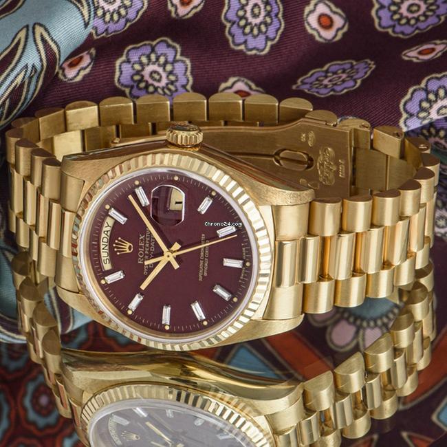 Rolex | Day-Date | 18038 | Yellow gold | 36mm mm | Yellow gold | Red | Automatic