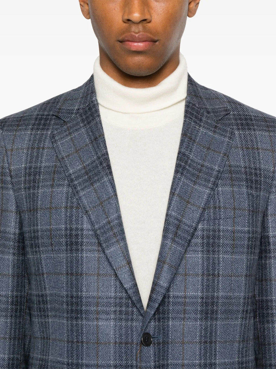 checked single-breasted blazer