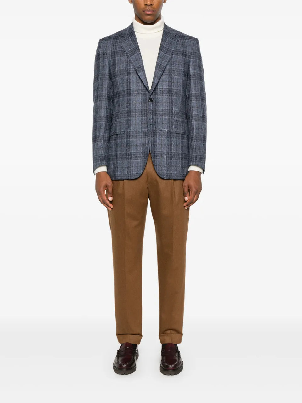 checked single-breasted blazer
