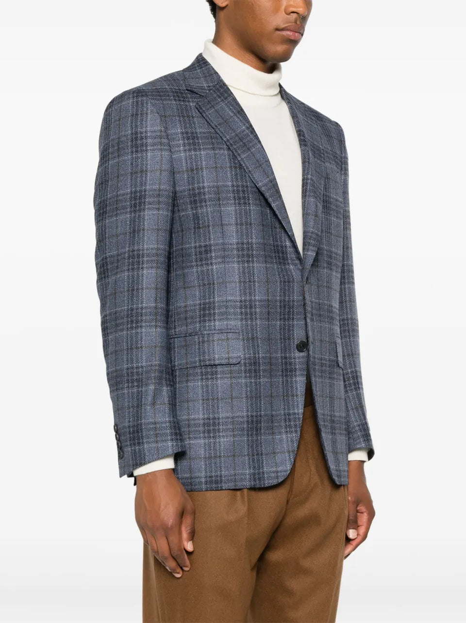 checked single-breasted blazer