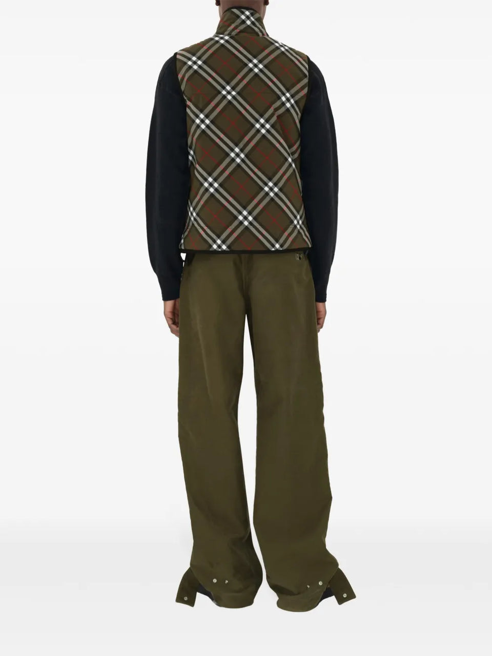 checked padded gilet