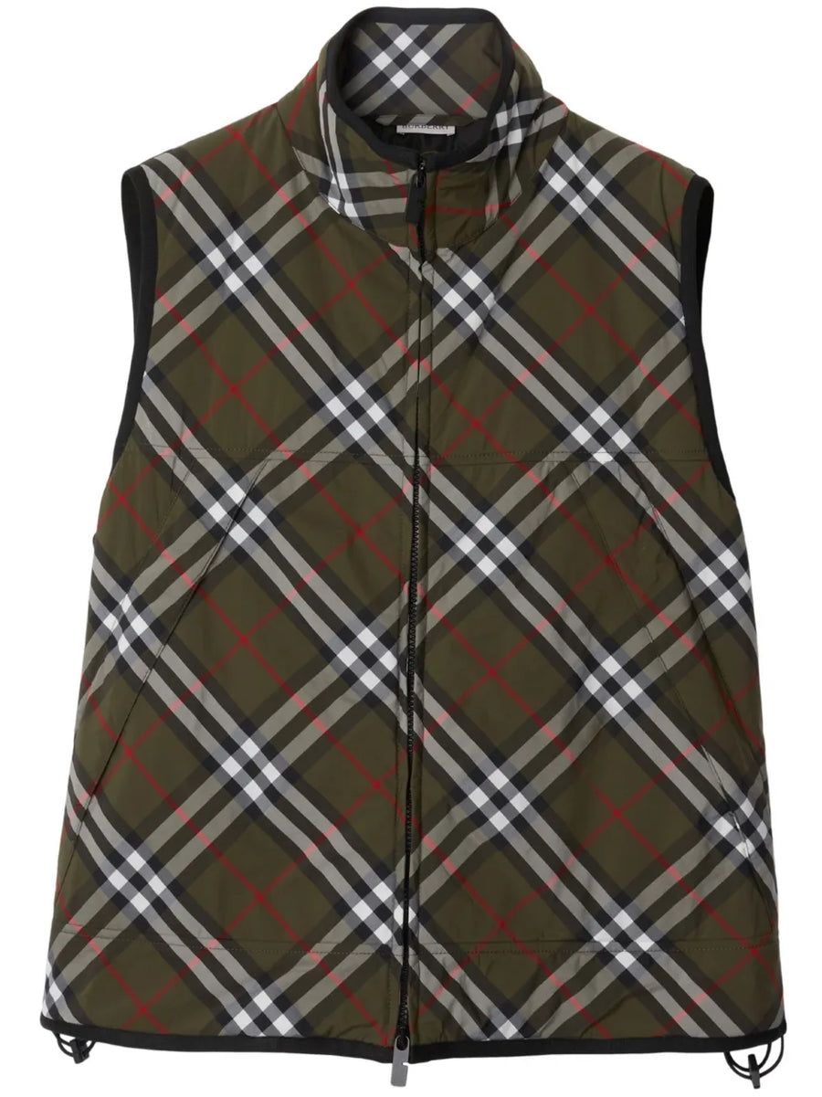 checked padded gilet