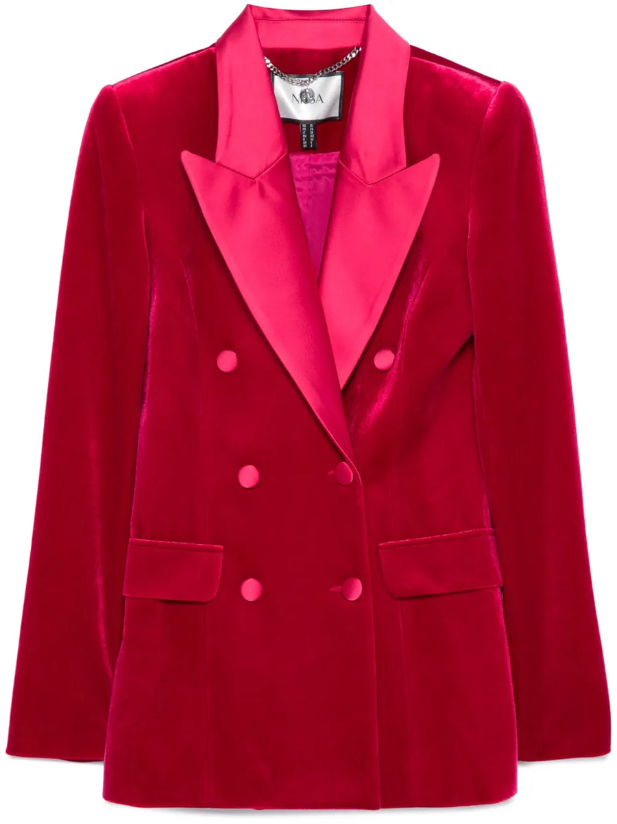 double-breasted velvet blazer