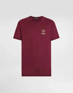 Cotton t-shirt with embroidery - bordeaux