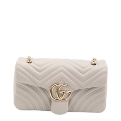Gucci GG Marmont Medium Matelassé Chevron Nappa Leather Shoulder Bag - Light Grey