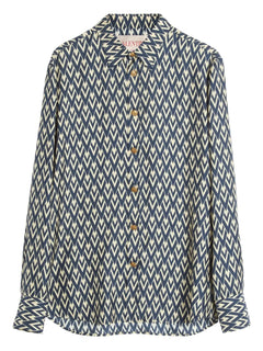 Toute La V-print silk shirt